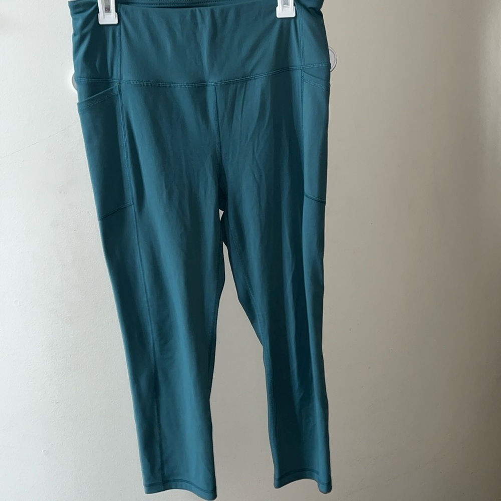 RBX Straight Leg Leggings High Waist Full Length Side Pocket Teal Size L